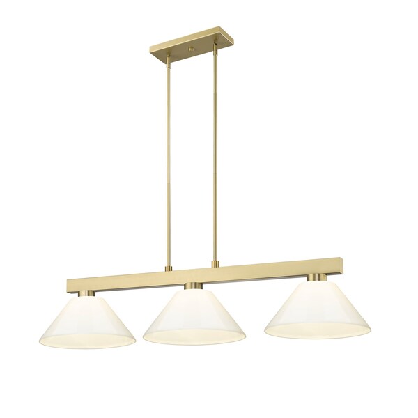 Z-Lite Cobalt Billiard, 3-Light, 14.25 In.W x 49.75 In.L x 10.5 In.H, Modern Gold/White 152MGLD-PWH - main